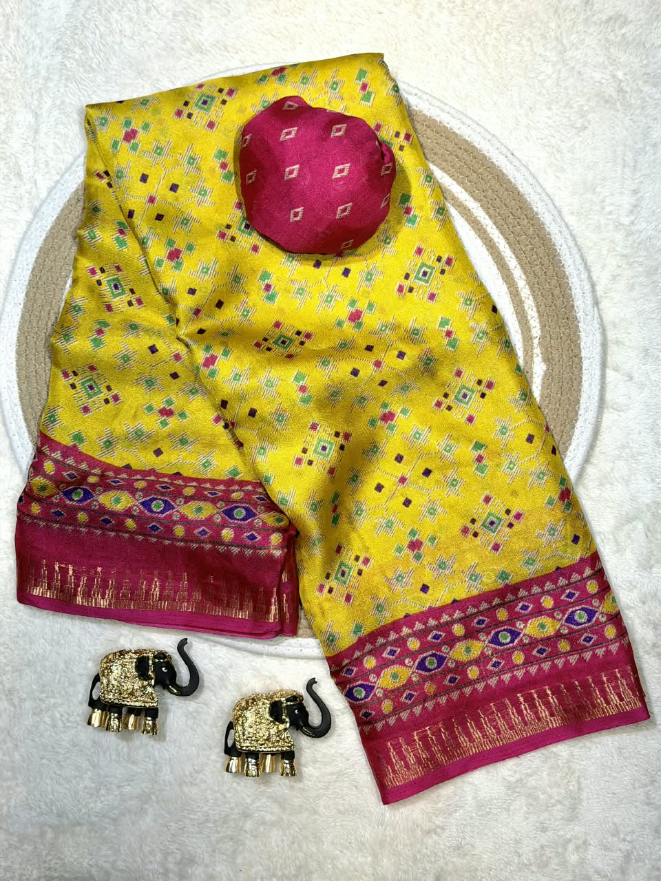 Captivating Function Wear Soft Silk Print Design Zari Weaving Border Rich Pallu Fancy Saree With Blissful Blouse Piece