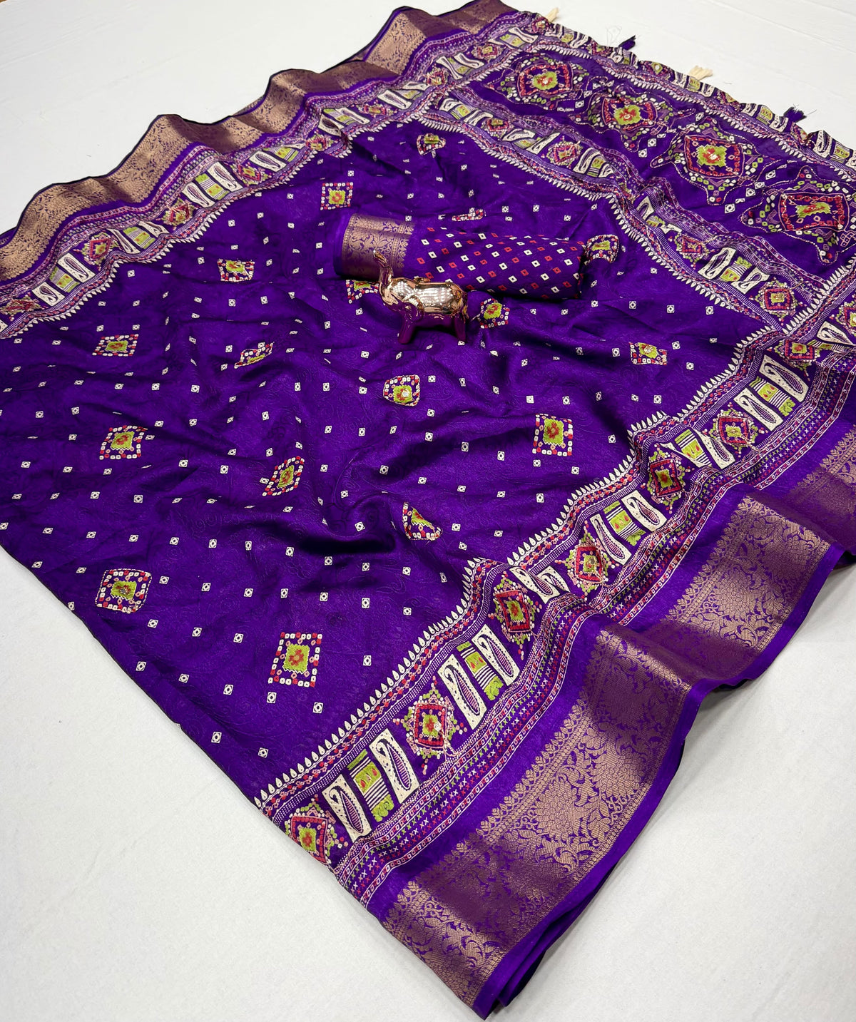Charismatic Wedding Wear Tussar Silk Zari Weaving Border n Tussels Work Designer Saree With Blouse Piece