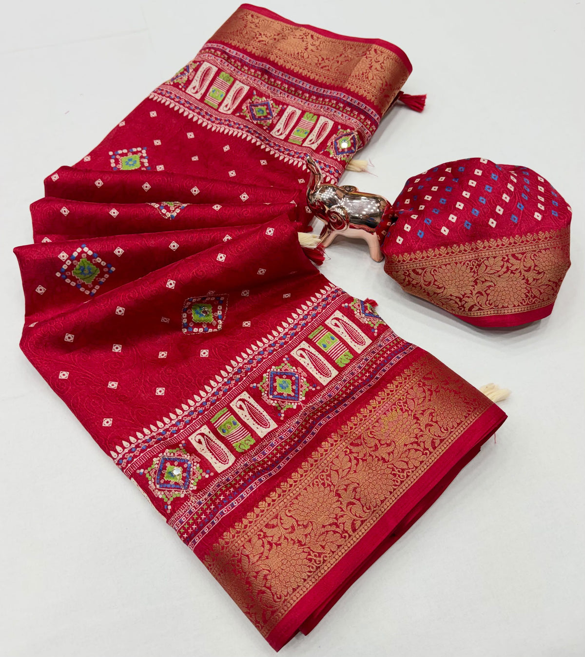 Charismatic Wedding Wear Tussar Silk Zari Weaving Border n Tussels Work Designer Saree With Blouse Piece