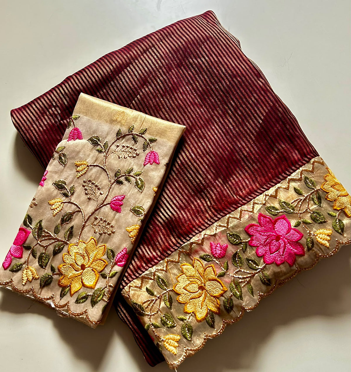 Marvellous Party Wear Tissue Silk Embroidery Work Fancy Saree With Blouse Piece
