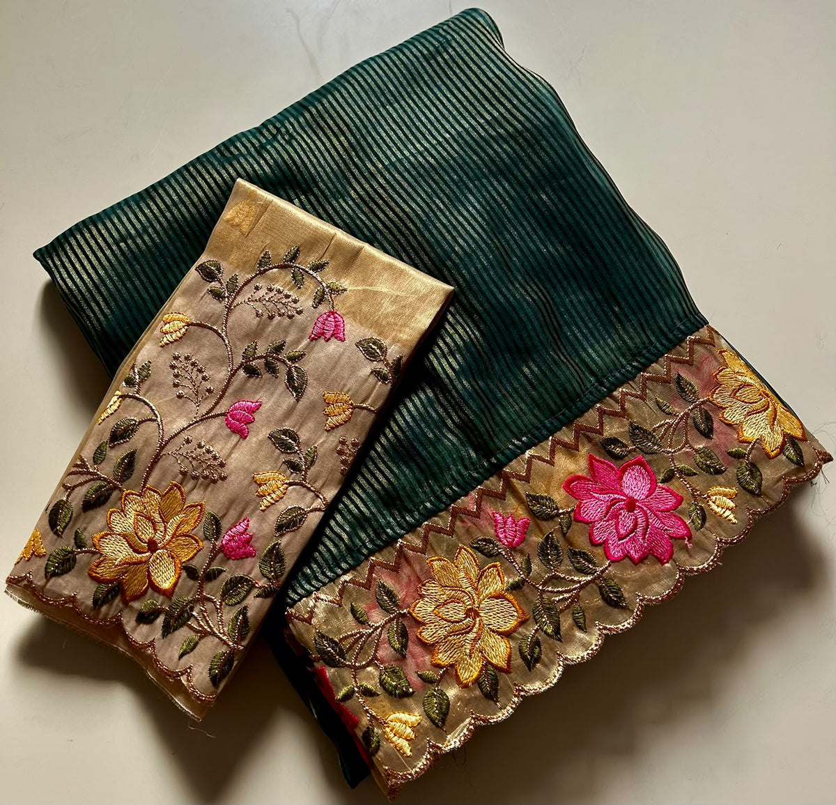 Marvellous Party Wear Tissue Silk Embroidery Work Fancy Saree With Blouse Piece
