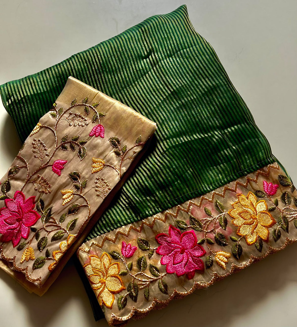 Marvellous Party Wear Tissue Silk Embroidery Work Fancy Saree With Blouse Piece