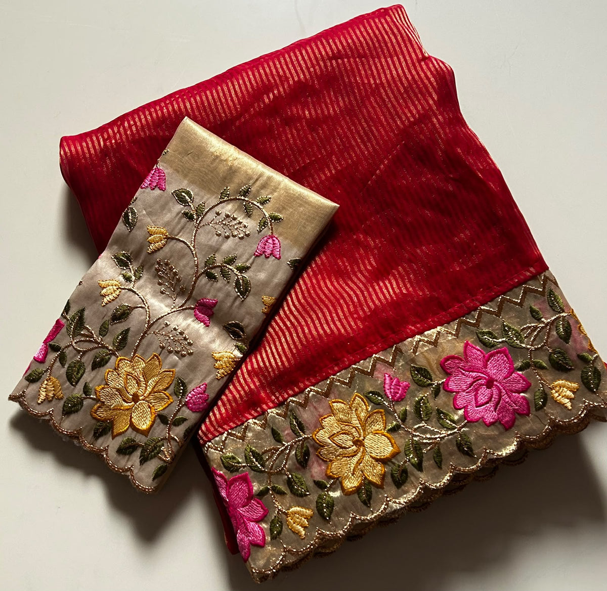 Marvellous Party Wear Tissue Silk Embroidery Work Fancy Saree With Blouse Piece