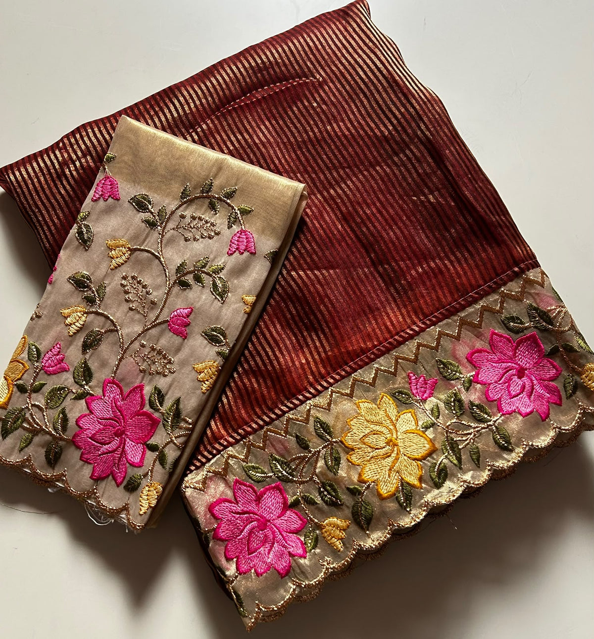 Marvellous Party Wear Tissue Silk Embroidery Work Fancy Saree With Blouse Piece