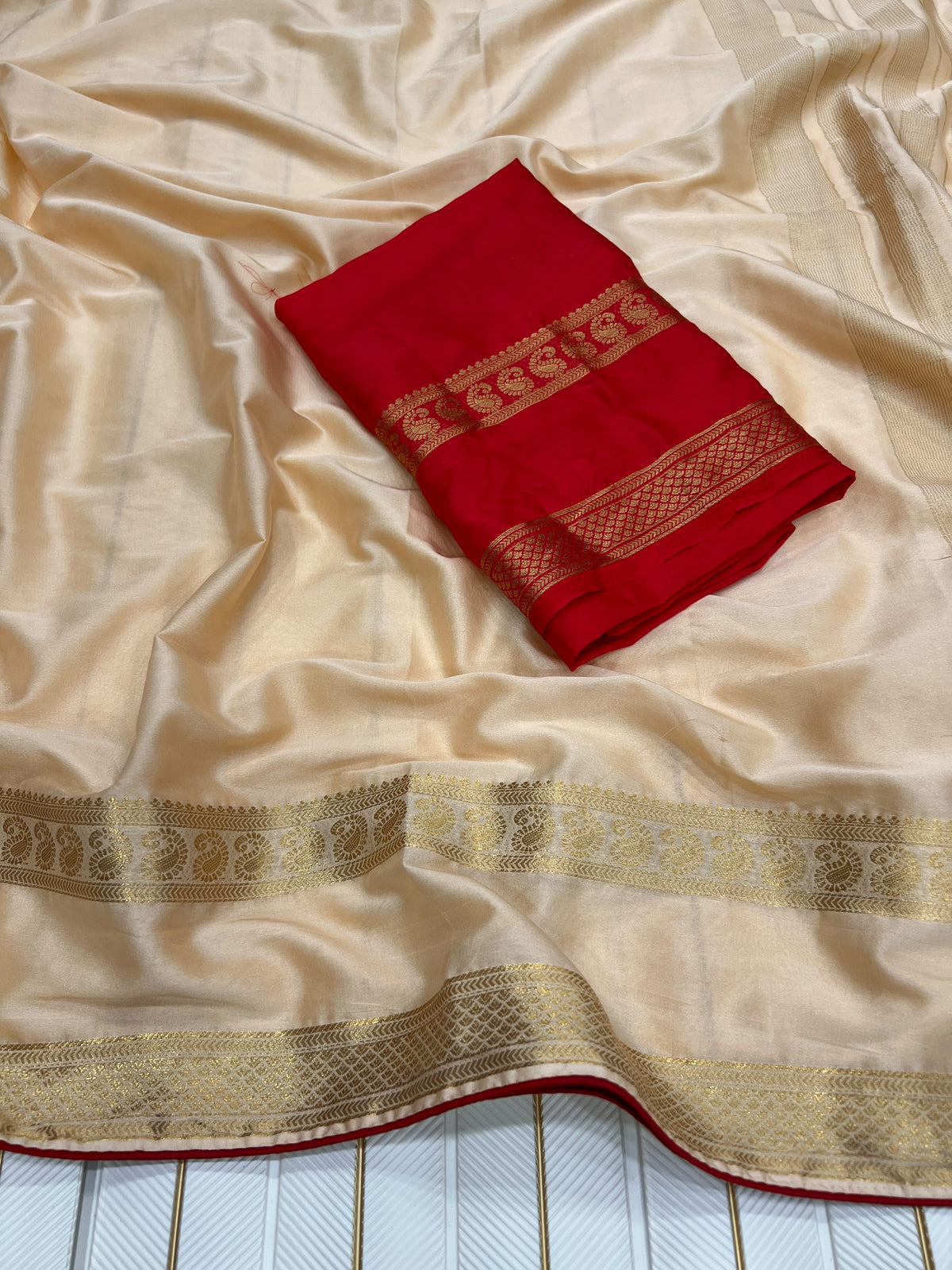 Incredible Festive Wear Georgette Zari Weaving Border Designer Saree With Contrast Blouse Piece