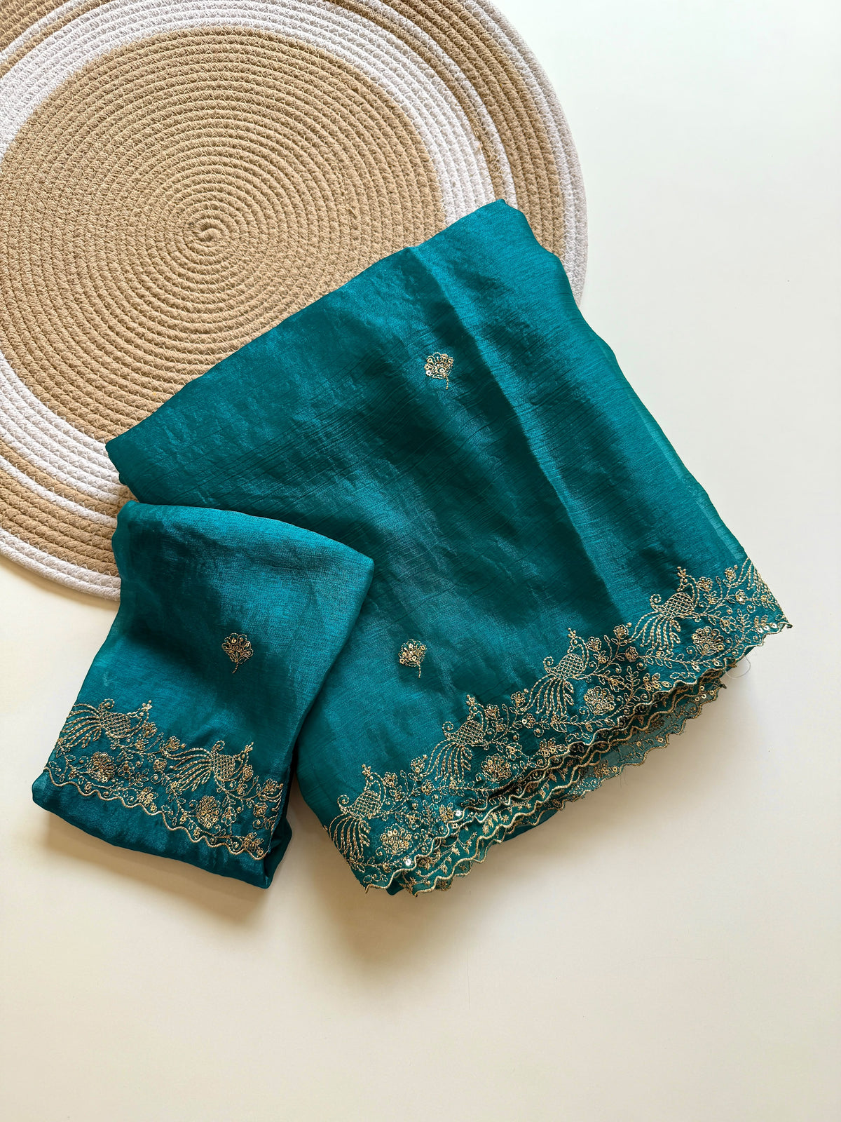 Blossom Wedding Wear Satin Silk Embroidery Work Fancy Saree With Matching Blouse Piece