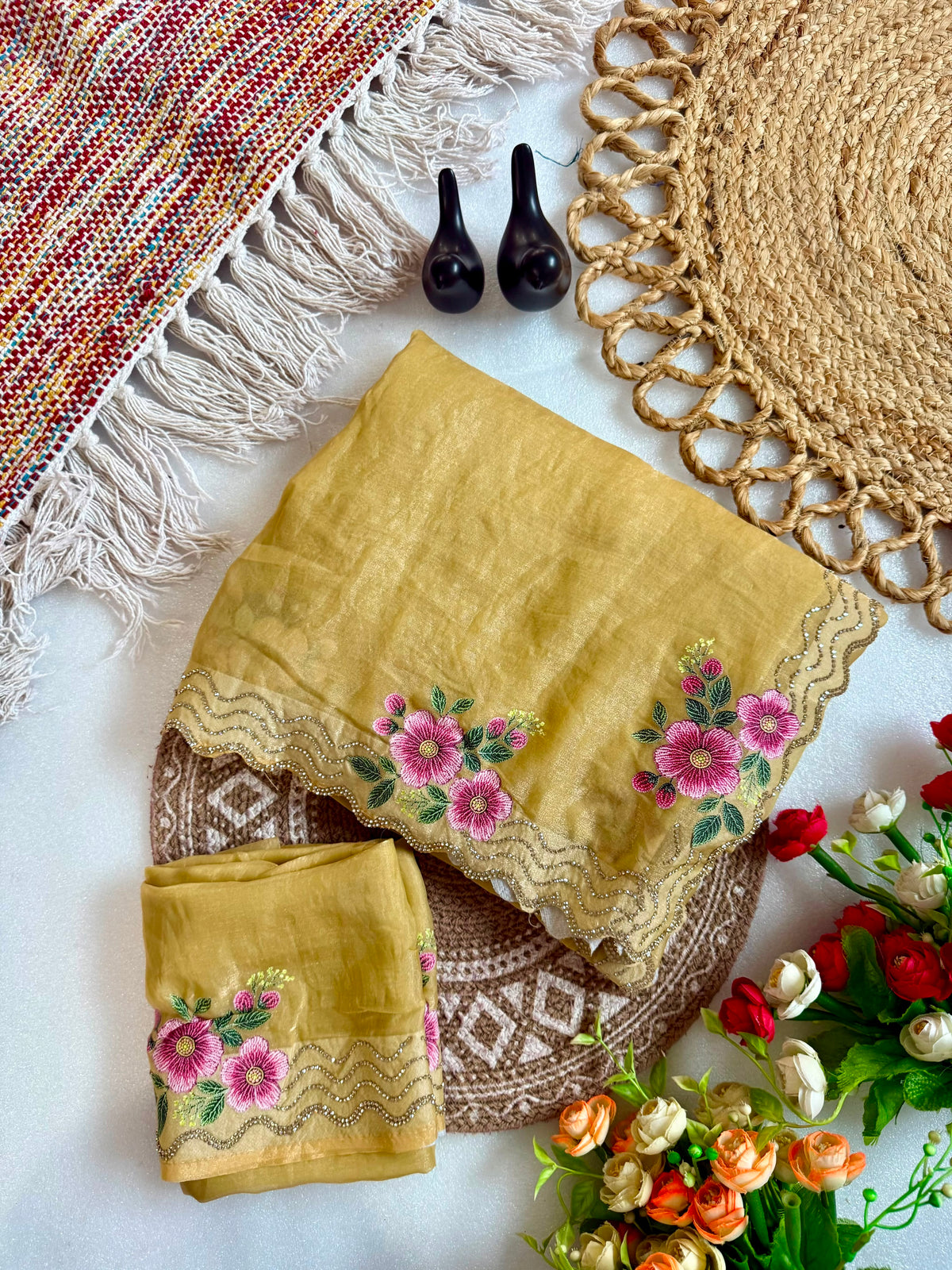Adorning Festive Wear Silk Jarkhan Diamond Work Fancy Saree With Blouse Piece
