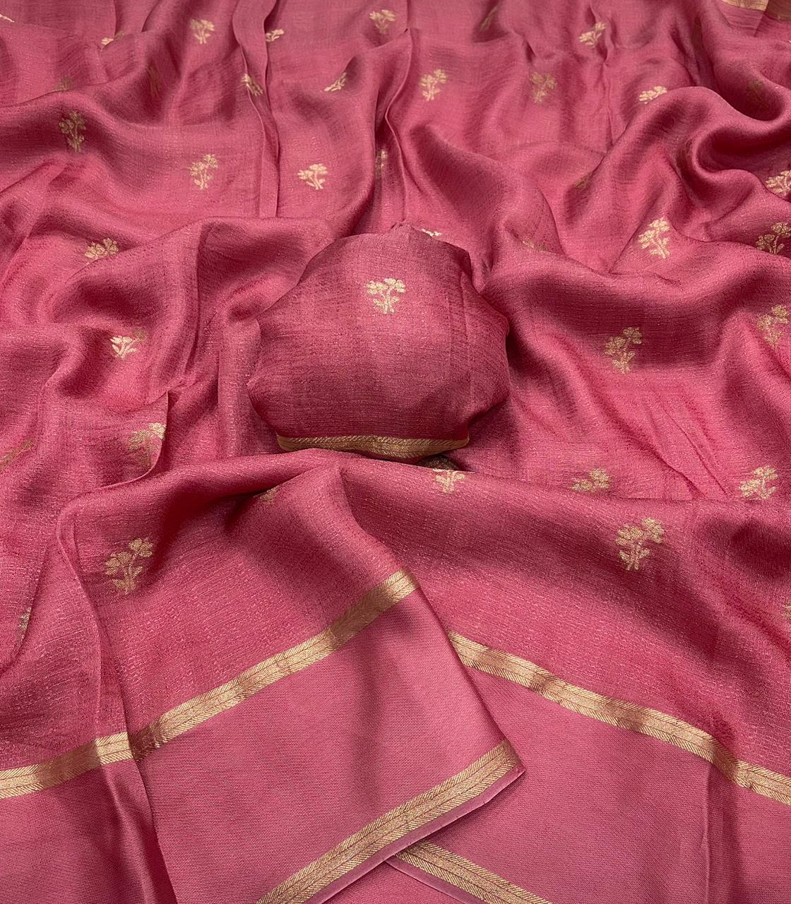 Mellifluous Function Wear Soft Viscose Silk Jacquard Design n Satin Border Fancy Saree With Matching Blouse Piece