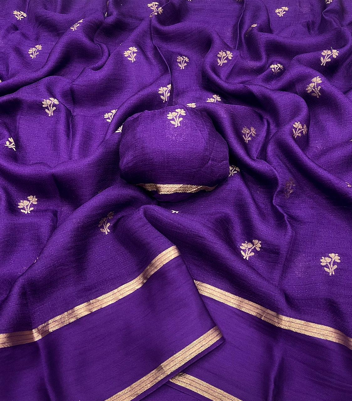 Mellifluous Function Wear Soft Viscose Silk Jacquard Design n Satin Border Fancy Saree With Matching Blouse Piece