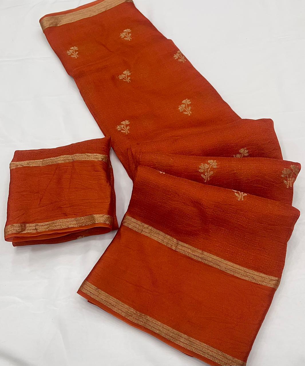 Mellifluous Function Wear Soft Viscose Silk Jacquard Design n Satin Border Fancy Saree With Matching Blouse Piece