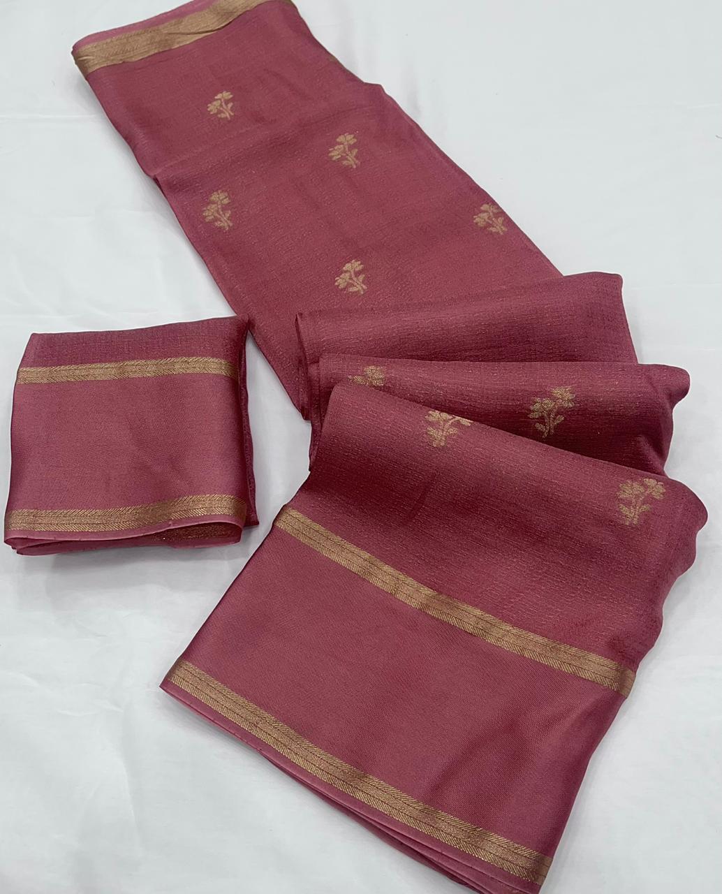 Mellifluous Function Wear Soft Viscose Silk Jacquard Design n Satin Border Fancy Saree With Matching Blouse Piece