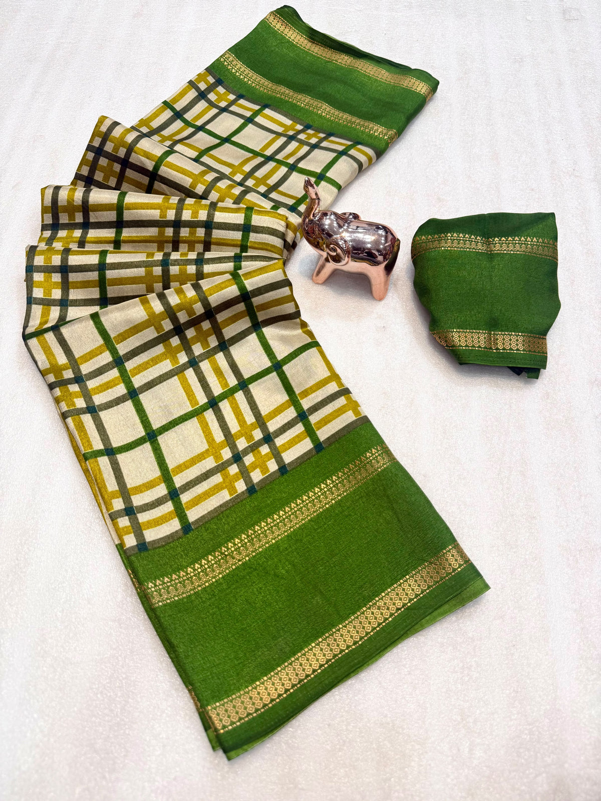 Forbearance Festive Wear Tussar Silk Print Design Zari Weaving Border Rich Pallu Fancy SareeWith Blouse Piece
