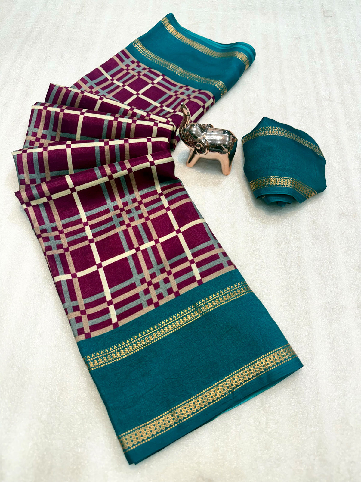 Forbearance Festive Wear Tussar Silk Print Design Zari Weaving Border Rich Pallu Fancy SareeWith Blouse Piece