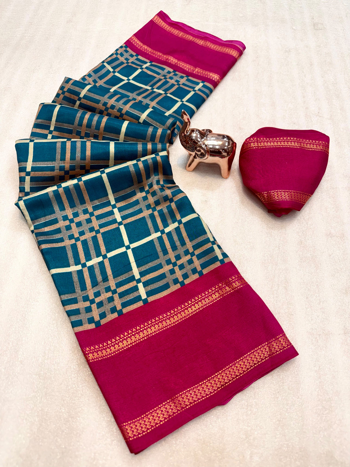Forbearance Festive Wear Tussar Silk Print Design Zari Weaving Border Rich Pallu Fancy SareeWith Blouse Piece