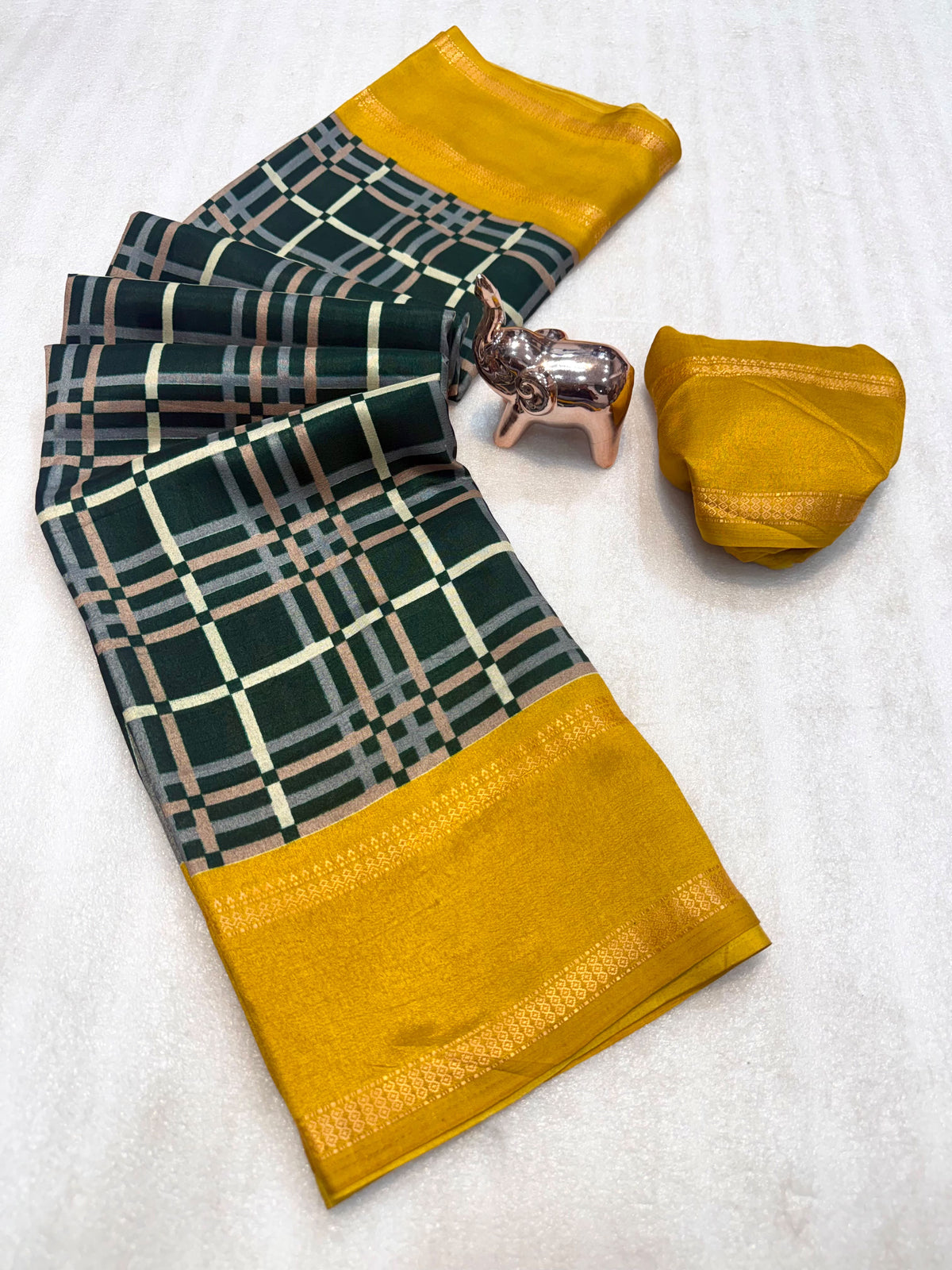 Forbearance Festive Wear Tussar Silk Print Design Zari Weaving Border Rich Pallu Fancy SareeWith Blouse Piece