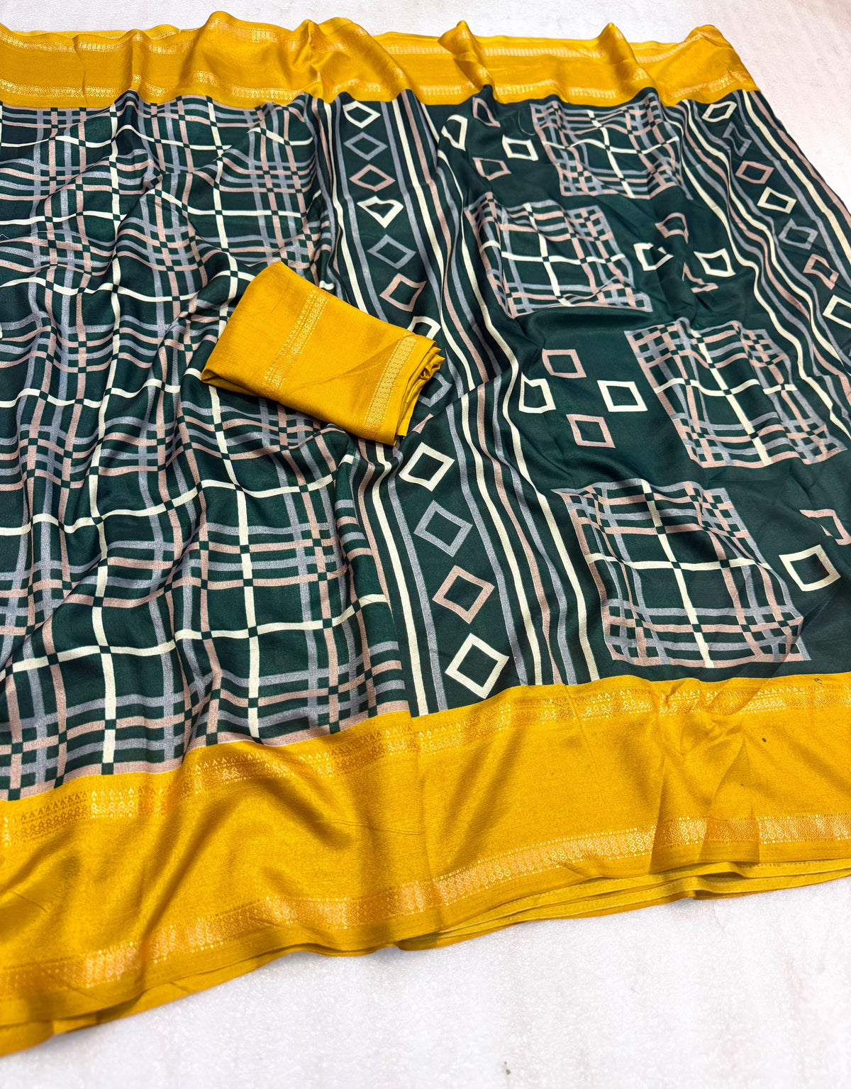 Forbearance Festive Wear Tussar Silk Print Design Zari Weaving Border Rich Pallu Fancy SareeWith Blouse Piece