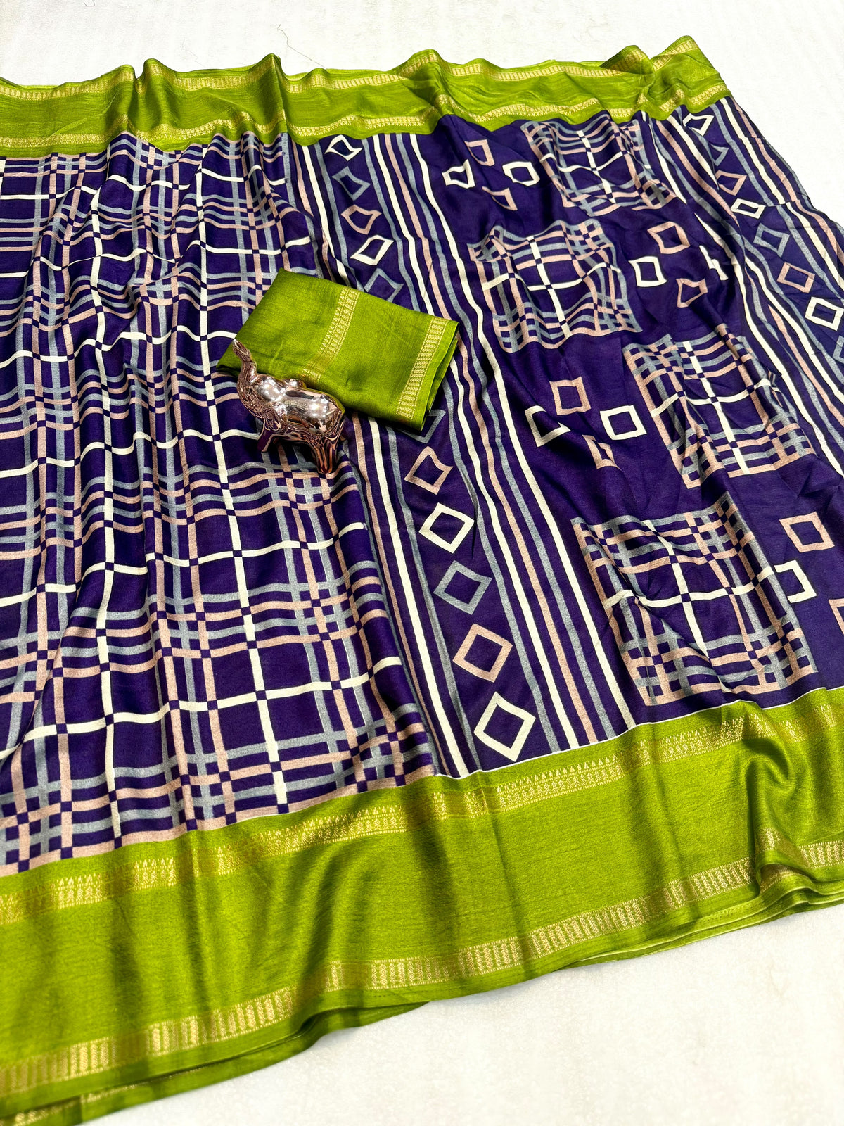 Forbearance Festive Wear Tussar Silk Print Design Zari Weaving Border Rich Pallu Fancy SareeWith Blouse Piece