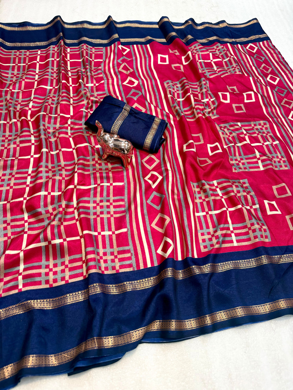 Forbearance Festive Wear Tussar Silk Print Design Zari Weaving Border Rich Pallu Fancy SareeWith Blouse Piece