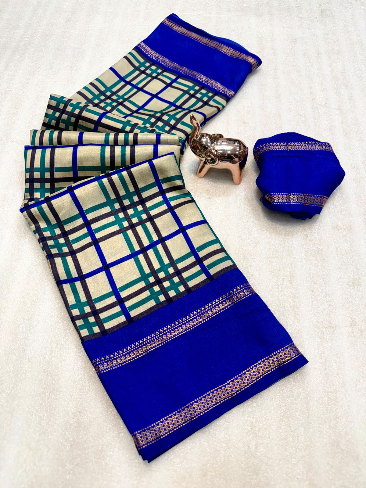 Forbearance Festive Wear Tussar Silk Print Design Zari Weaving Border Rich Pallu Fancy SareeWith Blouse Piece