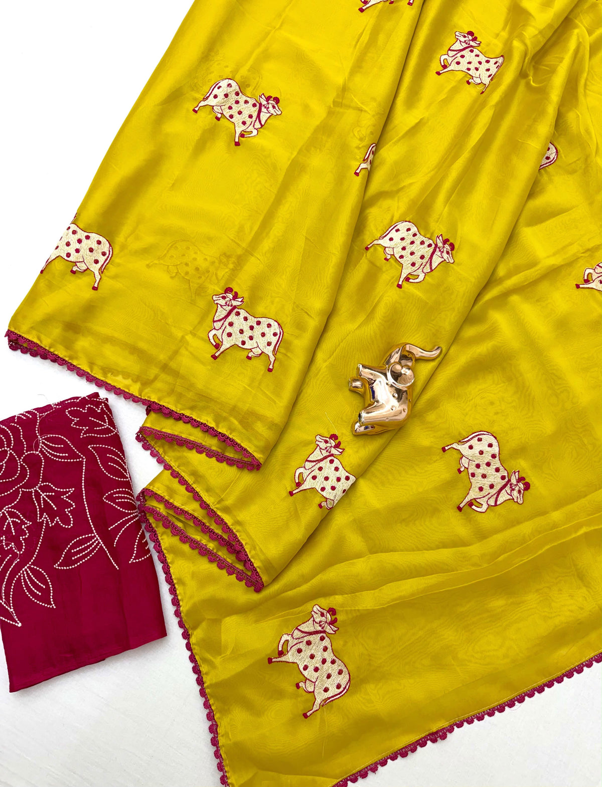 Heritage Festive Wear Rangoli Silk Embroidery n Thread Work Fancy Saree With Contrast Blouse Piece