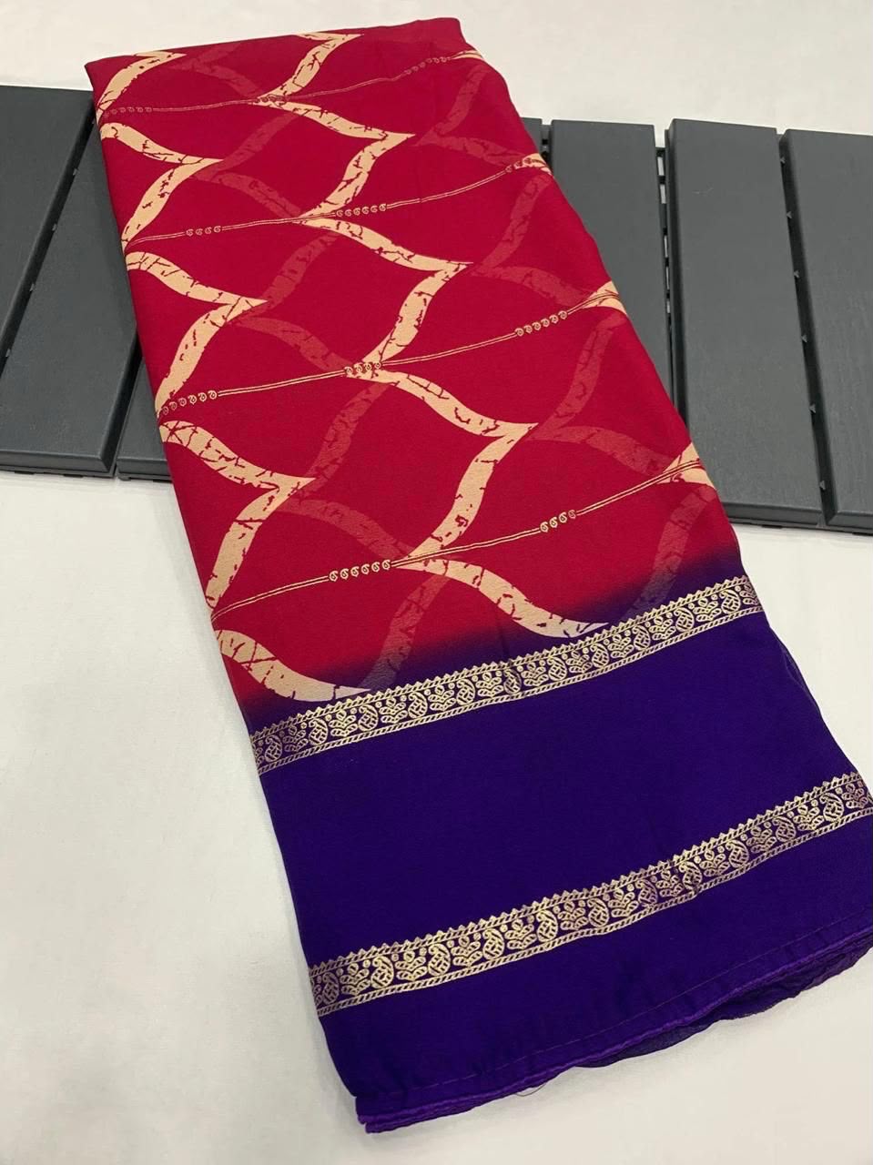 Forbearance Festive Wear Viscose Georgette Print Design Zari BorderFancy Saree With Blouse Piece