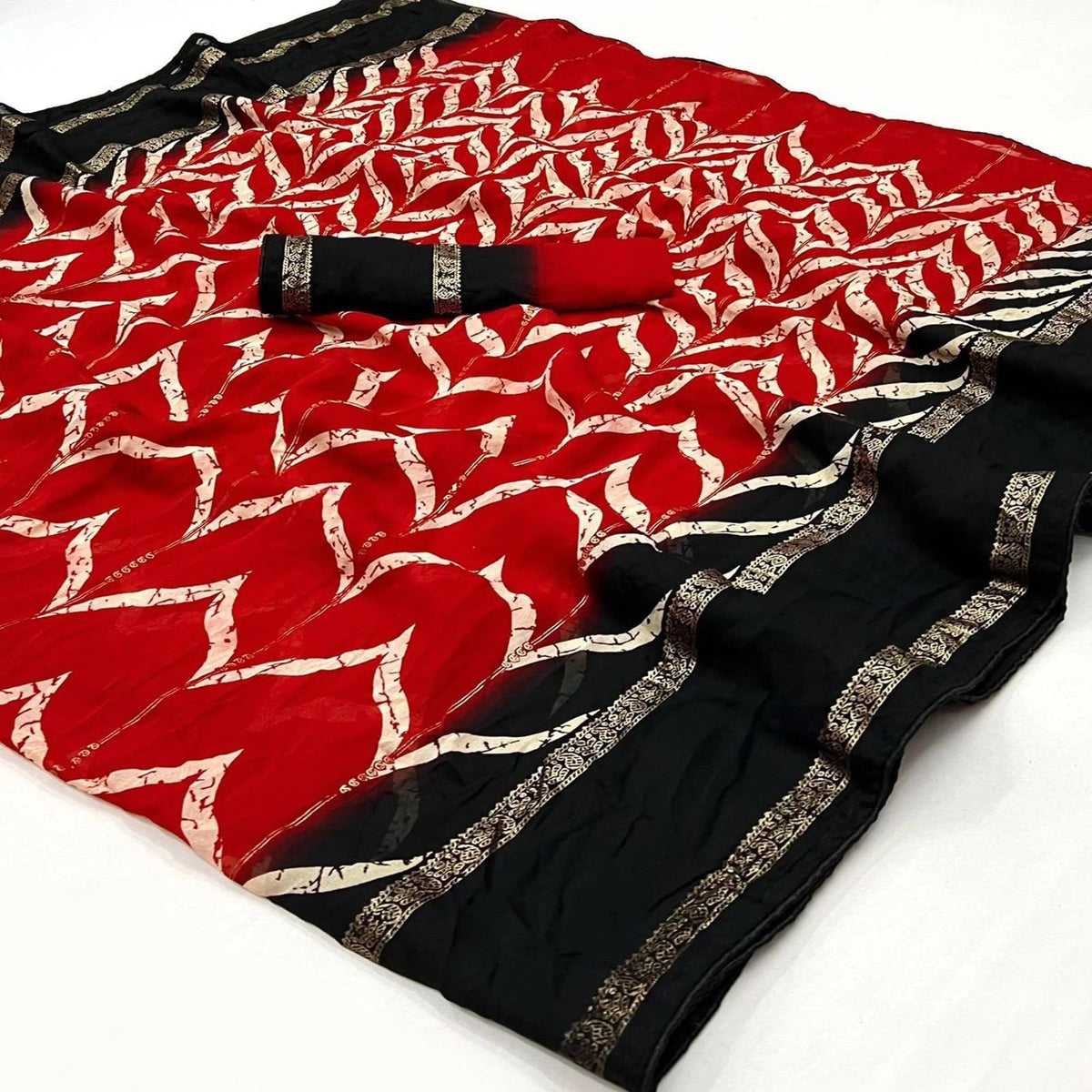 Forbearance Festive Wear Viscose Georgette Print Design Zari BorderFancy Saree With Blouse Piece