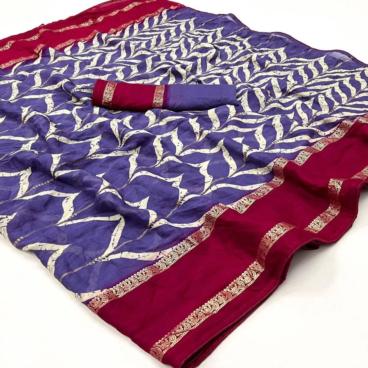 Forbearance Festive Wear Viscose Georgette Print Design Zari BorderFancy Saree With Blouse Piece