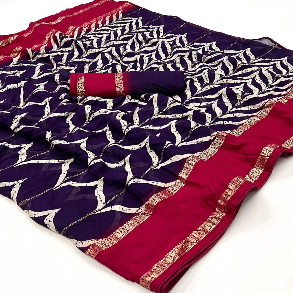 Forbearance Festive Wear Viscose Georgette Print Design Zari BorderFancy Saree With Blouse Piece