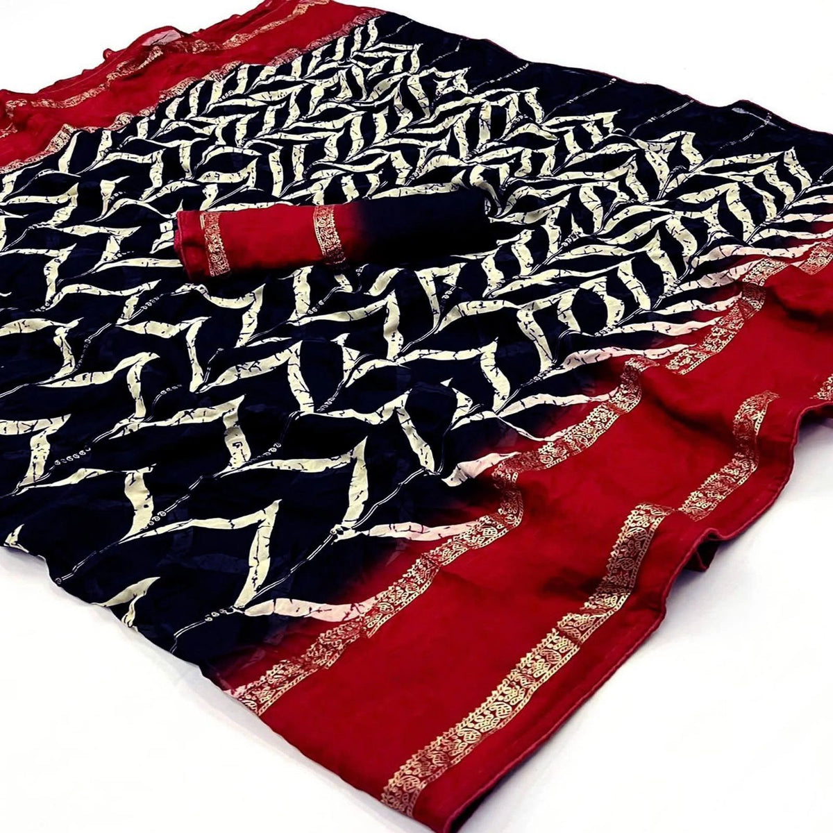Forbearance Festive Wear Viscose Georgette Print Design Zari BorderFancy Saree With Blouse Piece