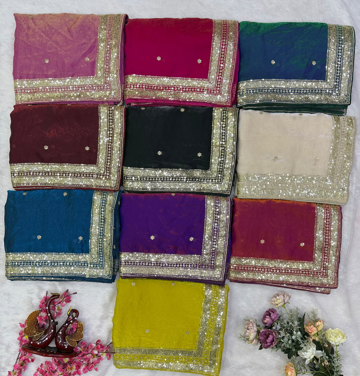 Heritage Festive Wear Silk Embroidery n Sequence Work Fancy Saree With Matching Blouse Piece
