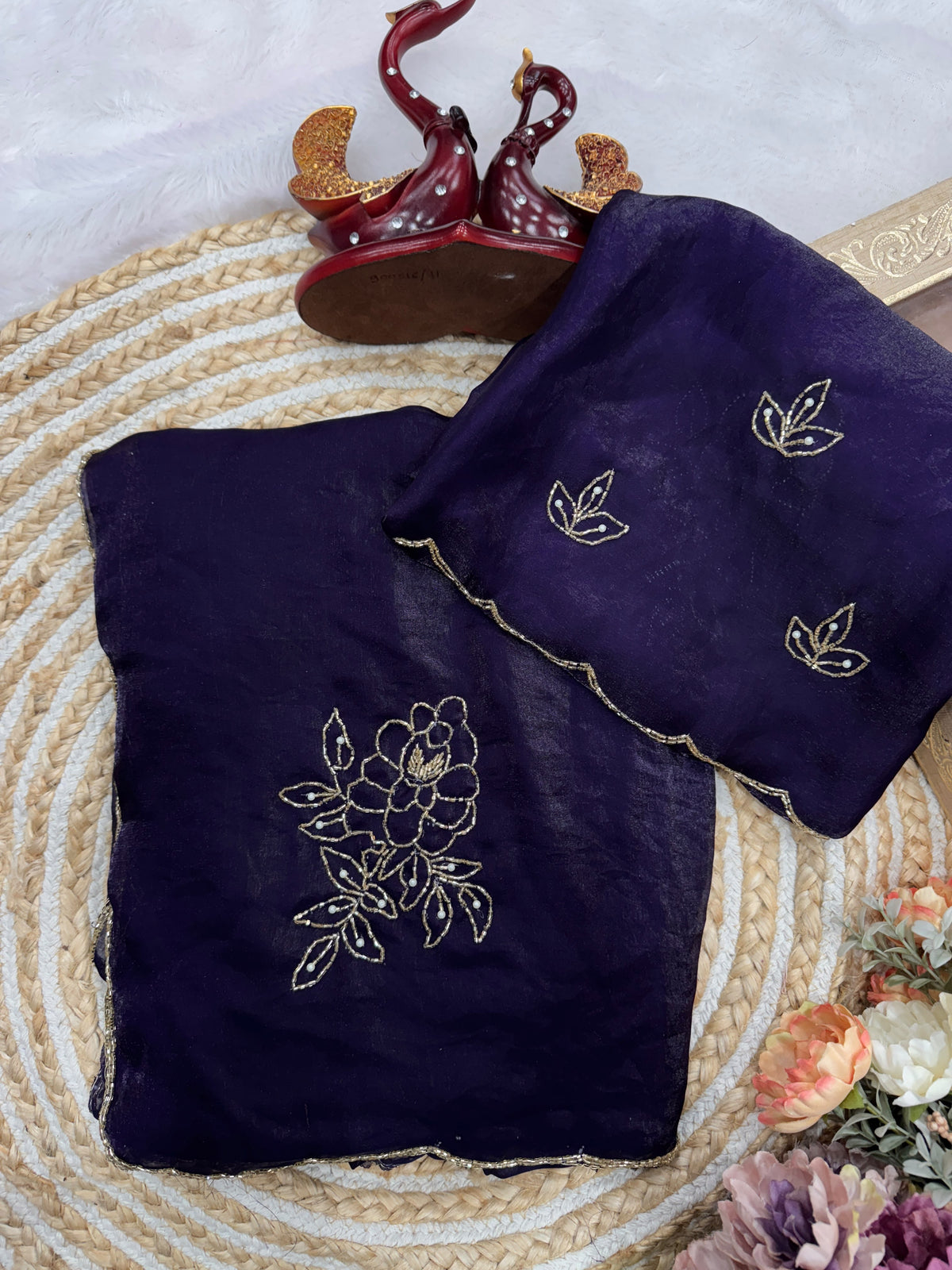 Regal Wedding Wear Soft Silk Embroidery n Handwork Designer Saree For Women