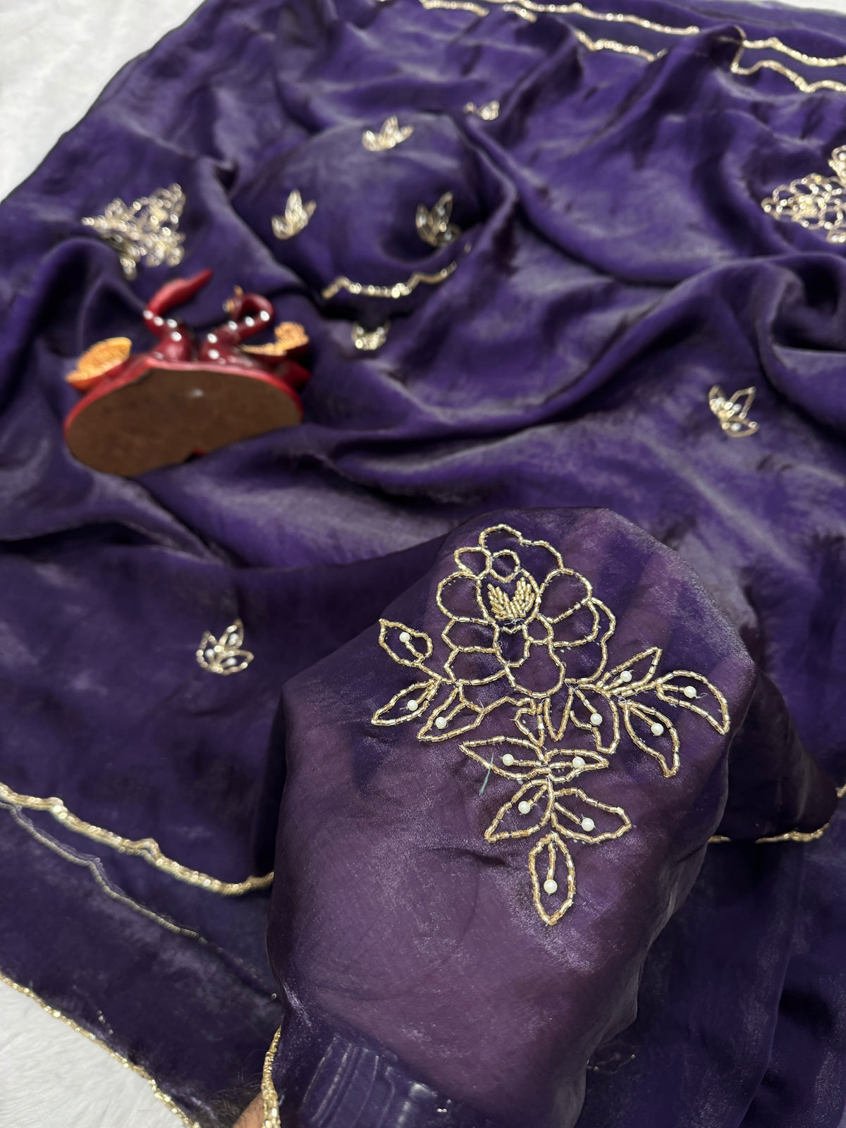 Regal Wedding Wear Soft Silk Embroidery n Handwork Designer Saree For Women