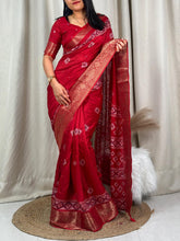 Load image into Gallery viewer, Wedding wear Muslin Cotton Jacquard With Mirror n Tussles Work Fancy Designer Saree
