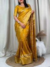 Load image into Gallery viewer, Wedding wear Muslin Cotton Jacquard With Mirror n Tussles Work Fancy Designer Saree
