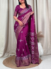 Load image into Gallery viewer, Wedding wear Muslin Cotton Jacquard With Mirror n Tussles Work Fancy Designer Saree
