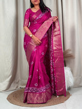 Load image into Gallery viewer, Wedding wear Muslin Cotton Jacquard With Mirror n Tussles Work Fancy Designer Saree
