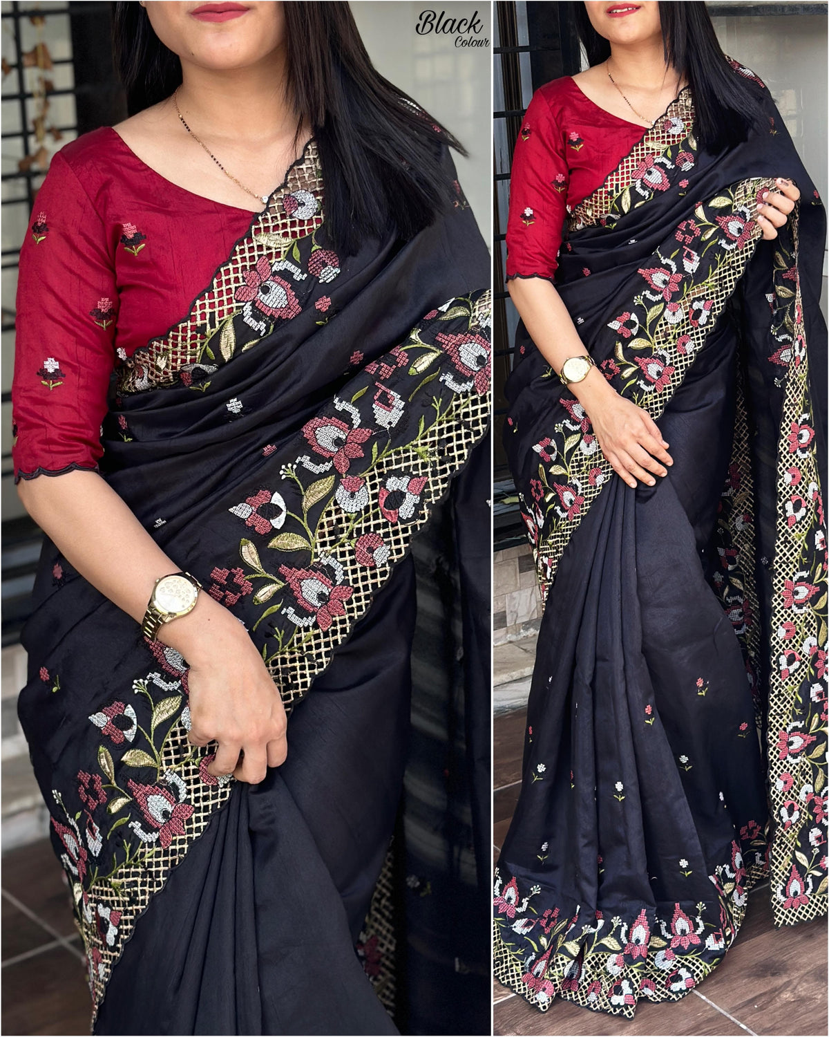 New Wedding wear Slub Silk Emboridred n Cut Work Fancy Designer Saree