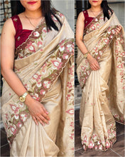 Load image into Gallery viewer, New Wedding wear Slub Silk Emboridred n Cut Work Fancy Designer Saree
