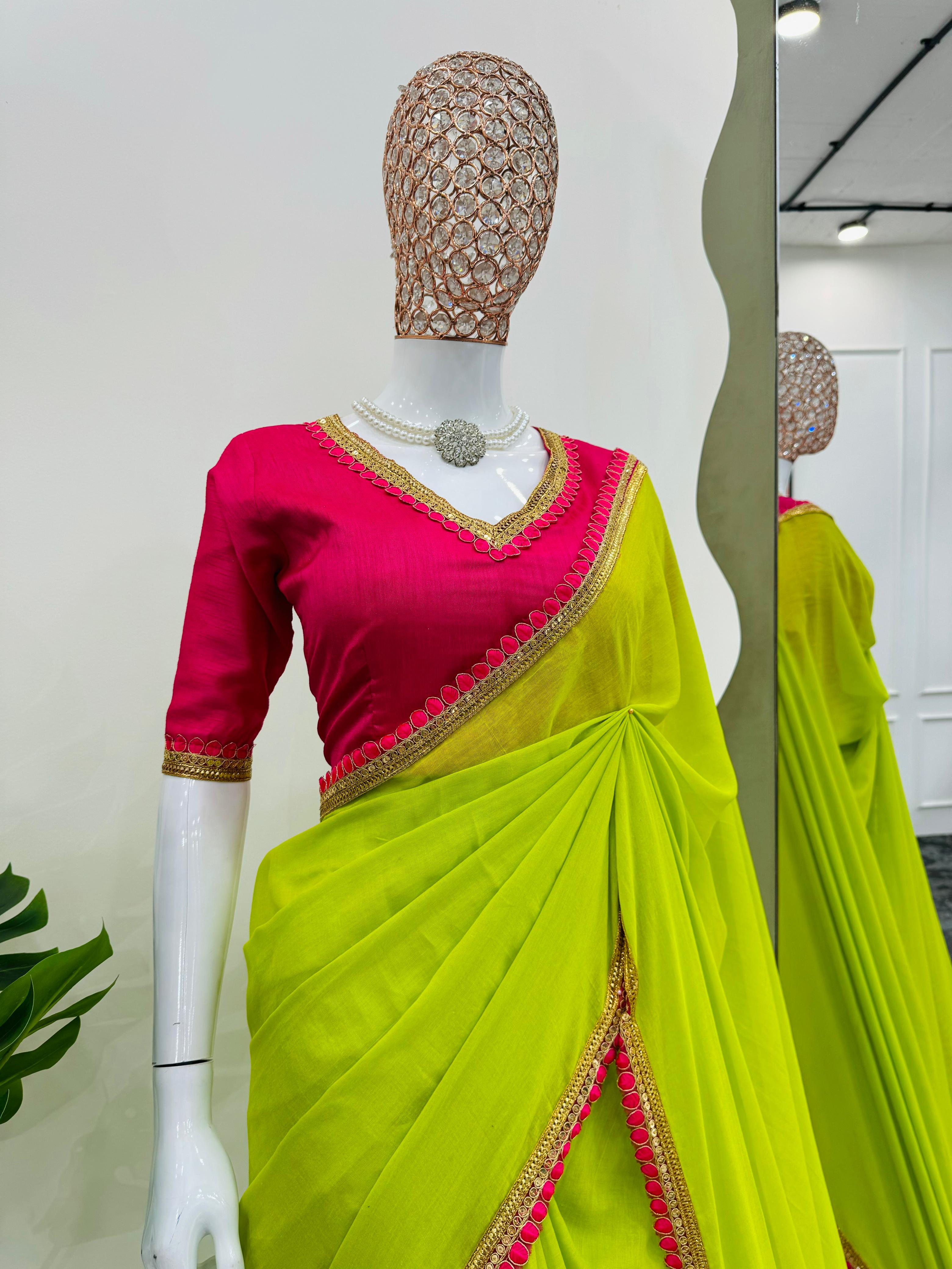 Latest Mul Cotton Fancy Lace With Tussles Work Fancy Designer Partywear Saree With Unstitched Blouse