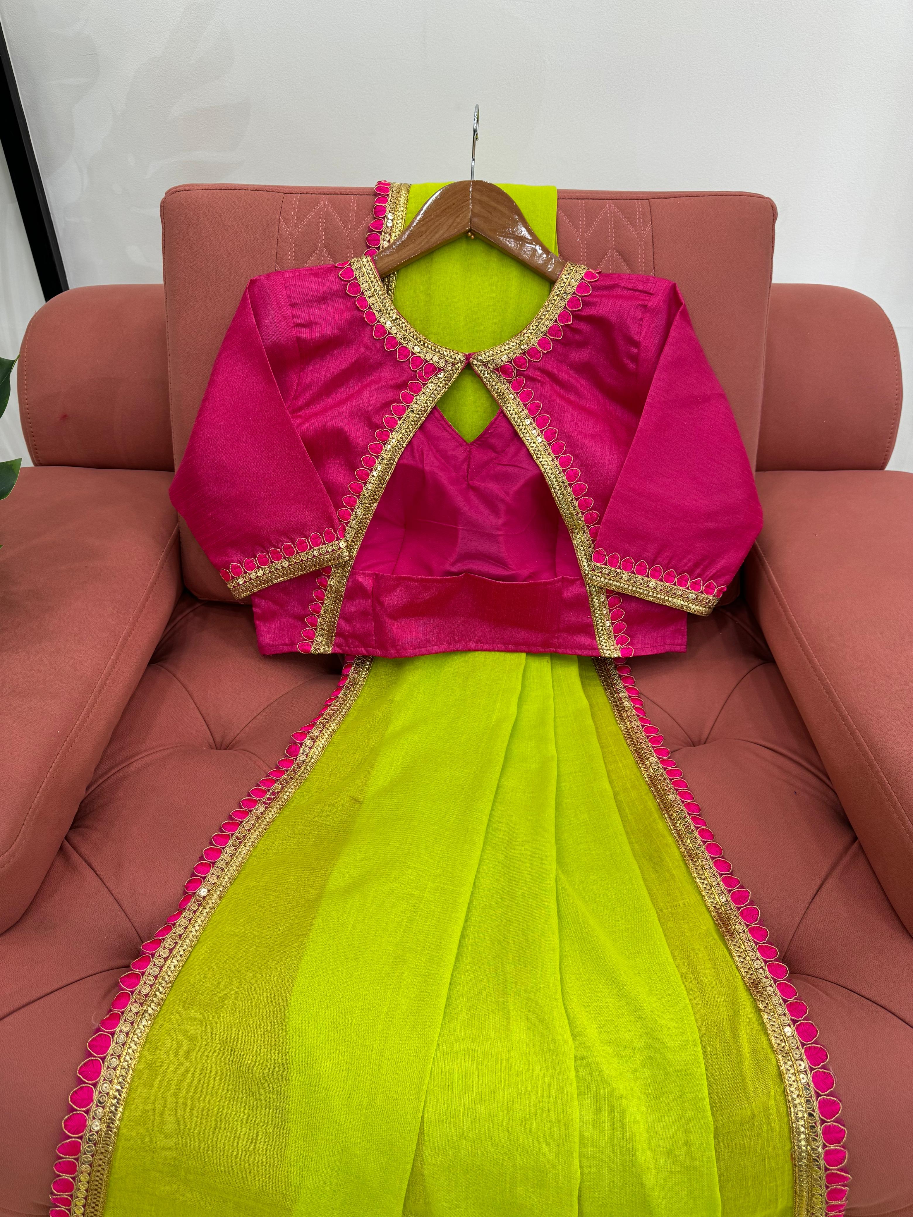 Latest Mul Cotton Fancy Lace With Tussles Work Fancy Designer Partywear Saree With Unstitched Blouse