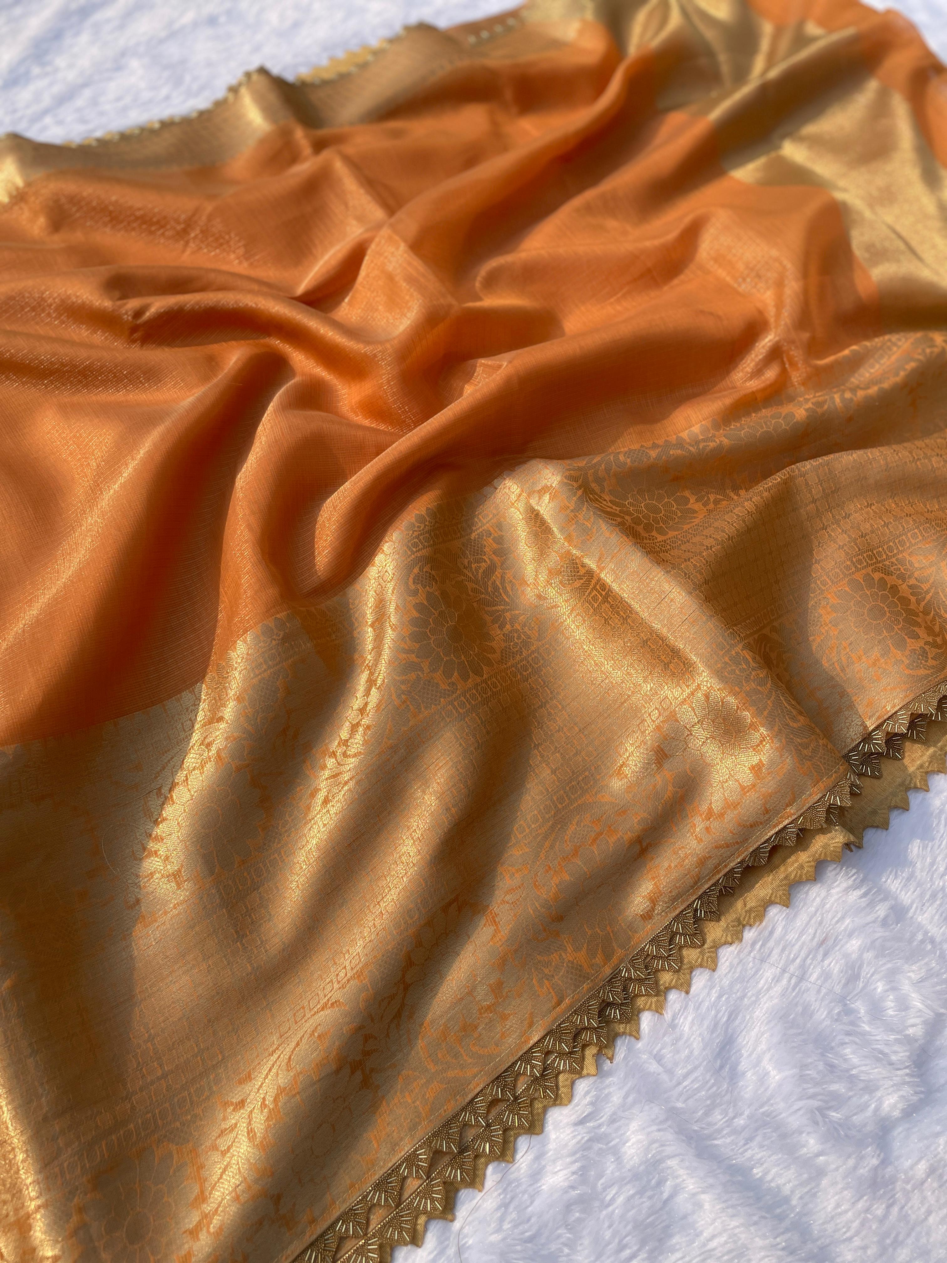 New Wedding Wear Banarasi Kota Tissue Silk Zari Weaving Saree With Blouse