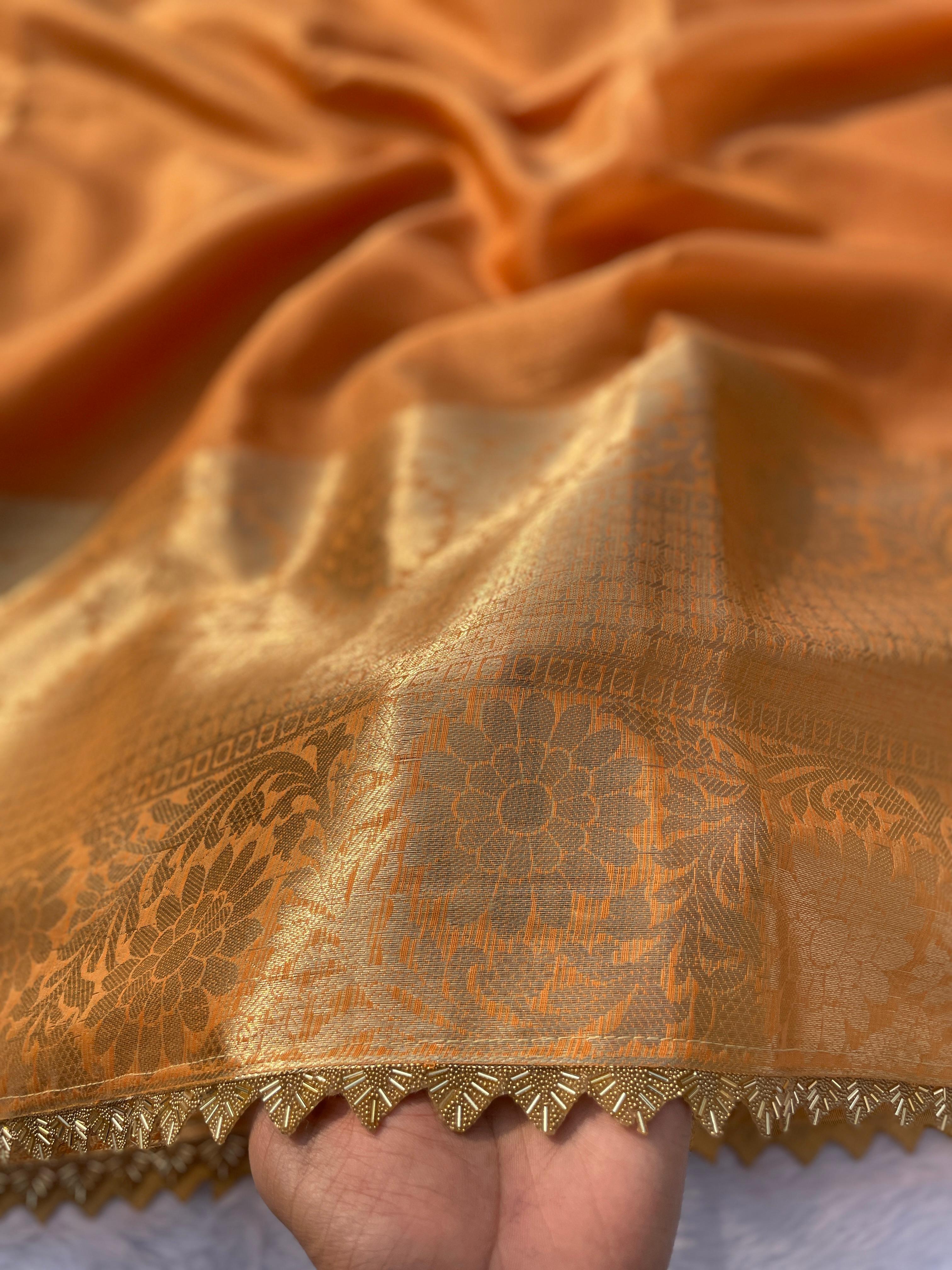 New Wedding Wear Banarasi Kota Tissue Silk Zari Weaving Saree With Blouse