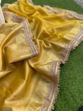 Load image into Gallery viewer, New Wedding Wear Banarasi Tissue Silk Jacquard n Heavy Lace Work Fancy Designer Saree
