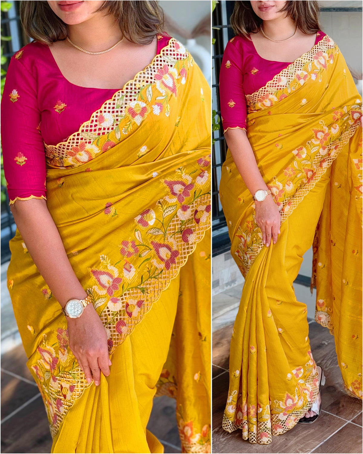 New Wedding wear Slub Silk Emboridred n Cut Work Fancy Designer Saree
