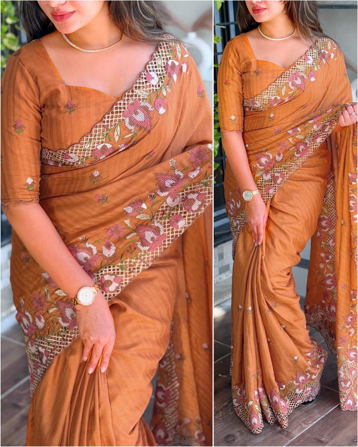 New Wedding wear Slub Silk Emboridred n Cut Work Fancy Designer Saree