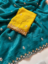 Load image into Gallery viewer, New Partywear Chiffon Embroidery n Diamond Work Partywear Fancy Designer Saree With Blouse

