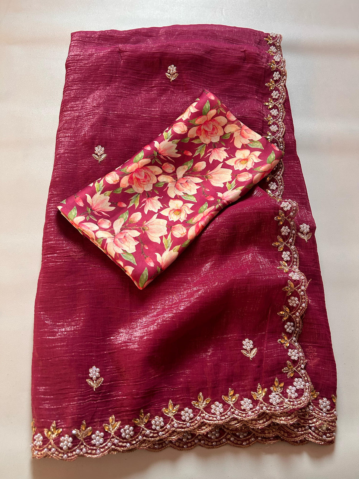 New Chiffon Embroidery n Diamond Work Partywear Fancy Designer Saree With Blouse