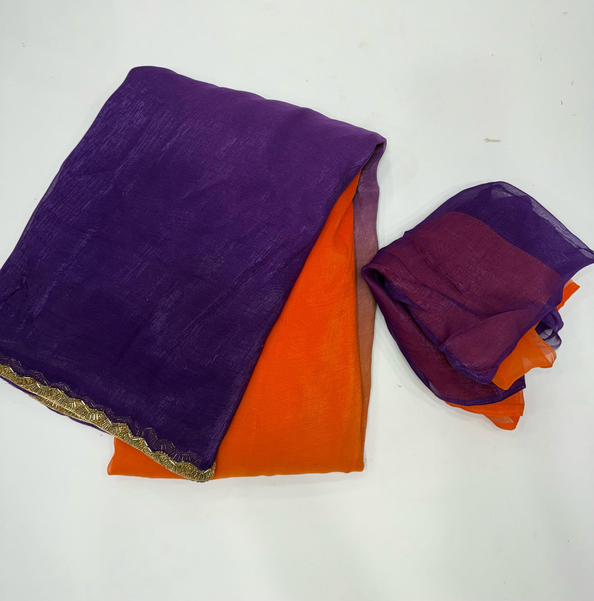 New Partywear Crush Silk Katdana Moti Lace Border Work Fancy Designer Saree With Blouse