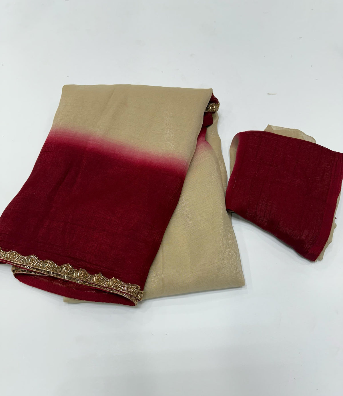 New Partywear Crush Silk Katdana Moti Lace Border Work Fancy Designer Saree With Blouse
