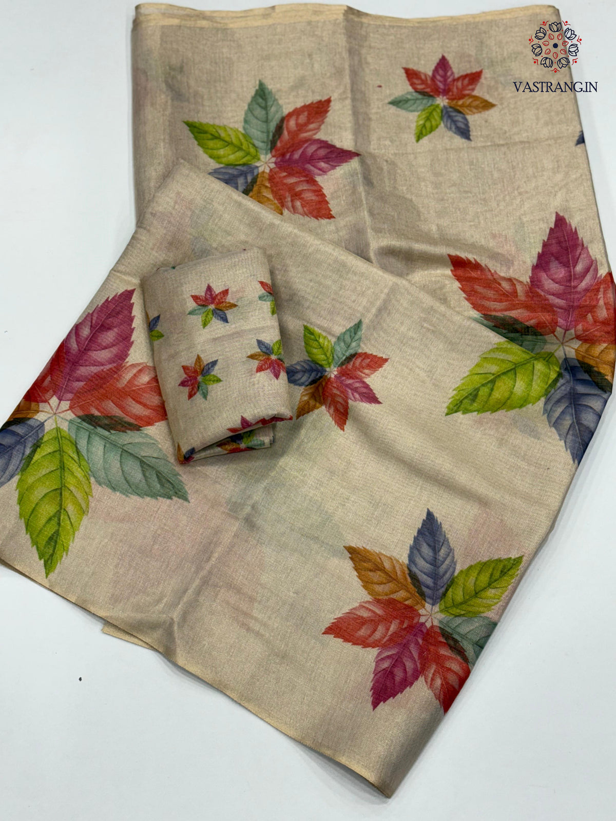 New Multicolor Tissue Cotton Flower Printed Fancy Designer Wedding Wear Saree With Blouse